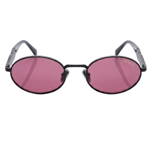 Prada Oval-Shaped Sunglasses In Black With Bink Lenses