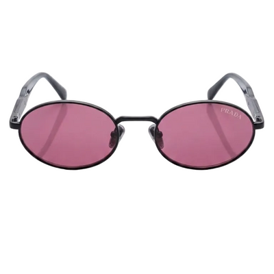 Prada Oval-Shaped Sunglasses In Black With Bink Lenses