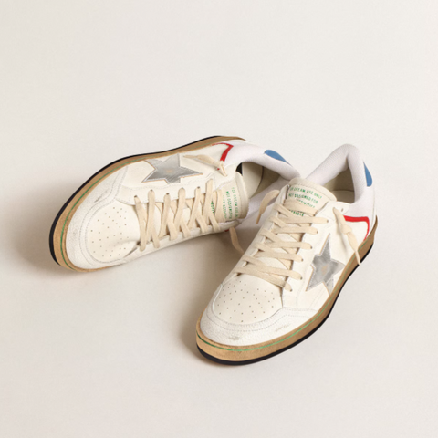 Golden Goose Ball Star in Nappa and Mesh With Silver Metallic Leather Star