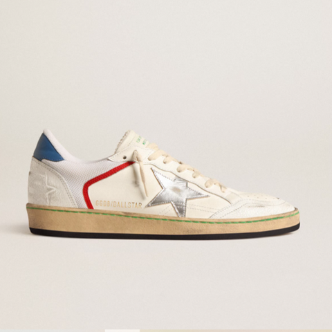 Golden Goose Ball Star in Nappa and Mesh With Silver Metallic Leather Star