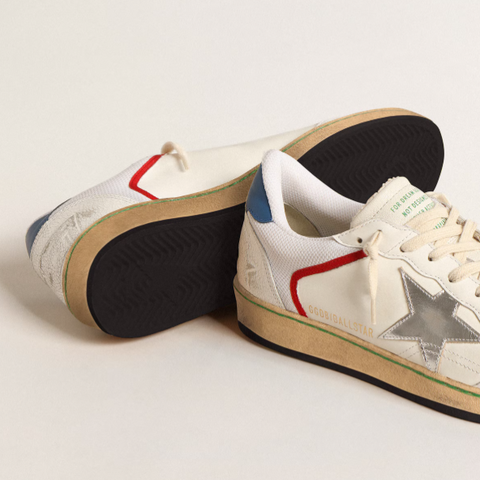 Golden Goose Ball Star in Nappa and Mesh With Silver Metallic Leather Star