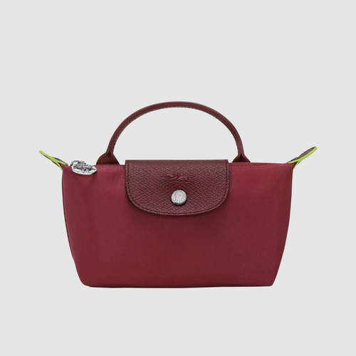 Longchamp Le Pliage Red Pouch With Handle
