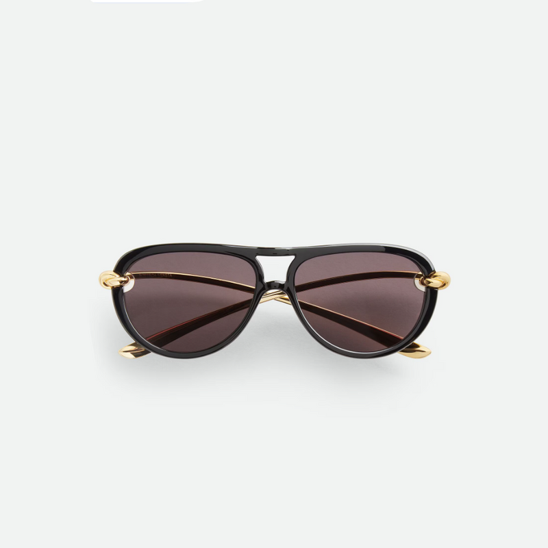 Bottega Veneta Classic Aviator Sunglasses With Gold Ribbon Detail
