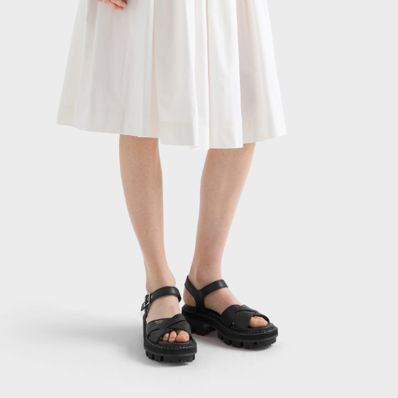 Prada Crisscross Leather Platform Sandals 3