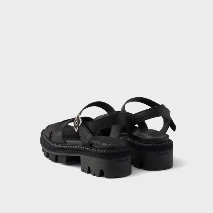 Prada Crisscross Leather Platform Sandals 5