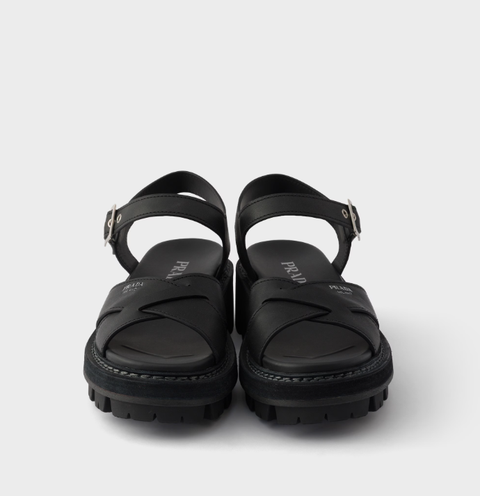 Prada Crisscross Leather Platform Sandals 6