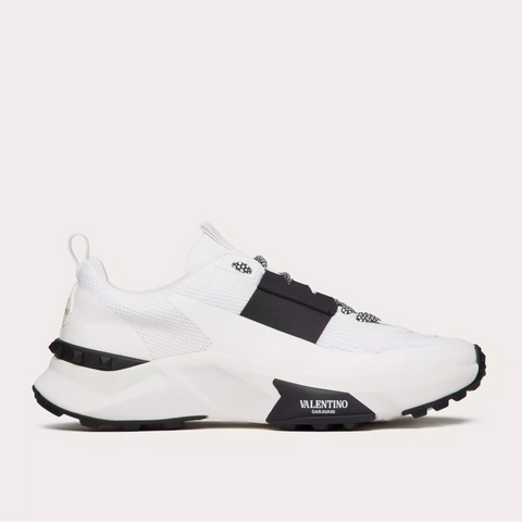 Valentino True Act Low Top Trainer In Mesh And Rubberised Fabric
