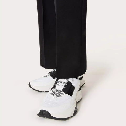 Valentino True Act Low Top Trainer In Mesh And Rubberised Fabric