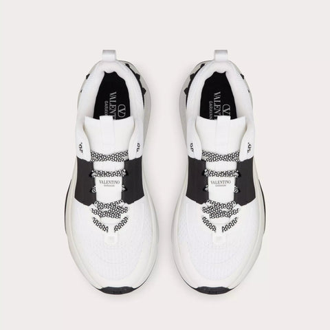 Valentino True Act Low Top Trainer In Mesh And Rubberised Fabric