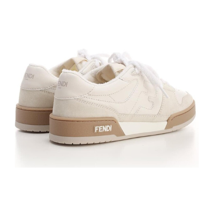 Fendi 'Match' Leather Sneakers Beige