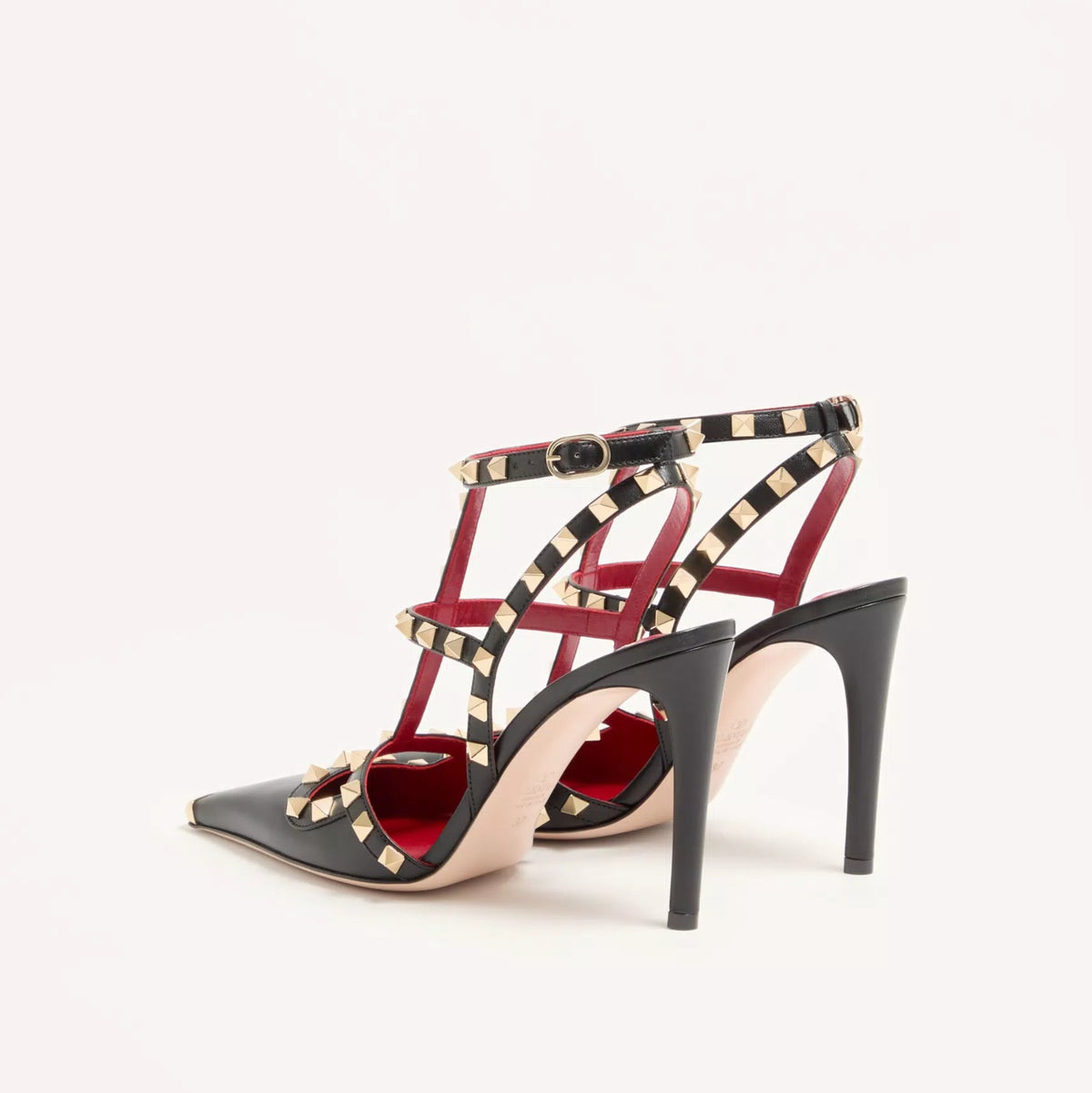 Valentino Garavani Black Leather Rockstud Cage Pumps 4