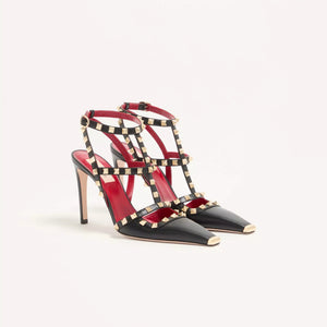 Valentino Garavani Black Leather Rockstud Cage Pumps