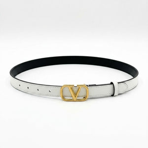 Valentino Garavani VLogo Signature Thin Leather Belt White