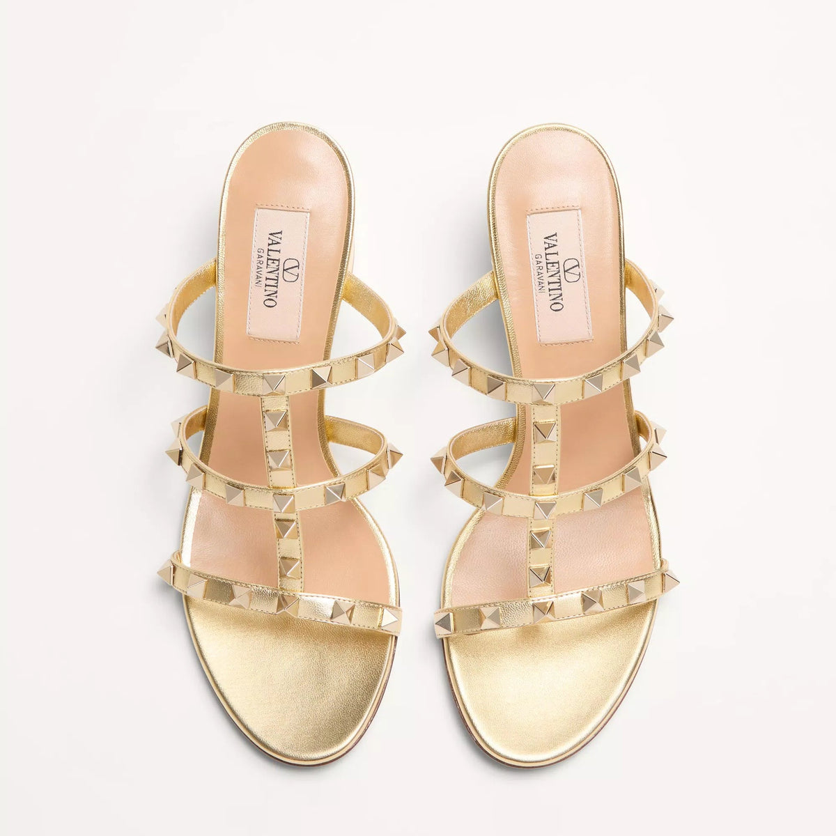 Valentino Rockstud Slide Sandal In Laminated Leather 2