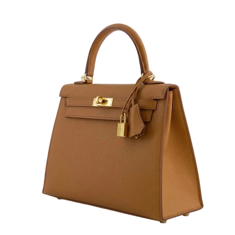 Hermès Kelly 25 Brown Epsom Gold Hardware 2