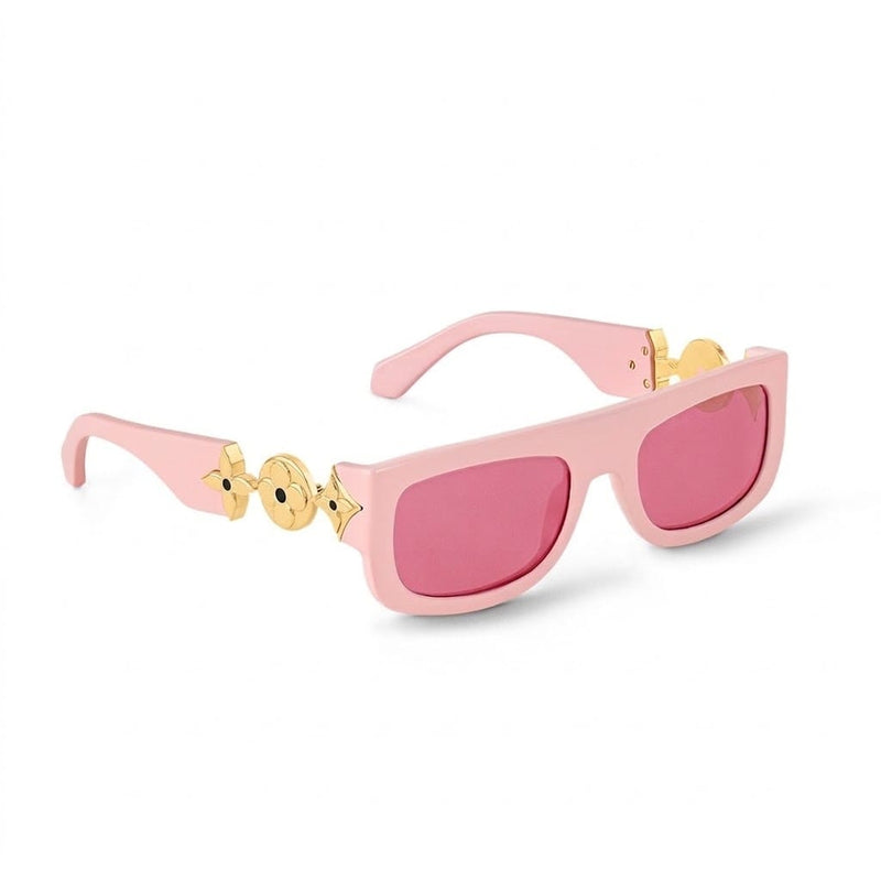 Louis Vuitton Chic Pink Square Sunglasses With Gold Accents
