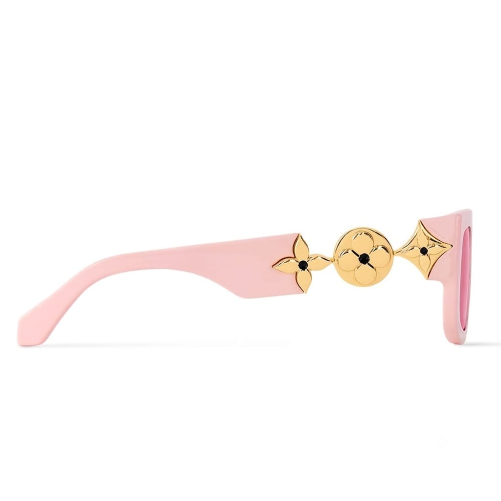 Louis Vuitton Chic Pink Square Sunglasses With Gold Accents 3
