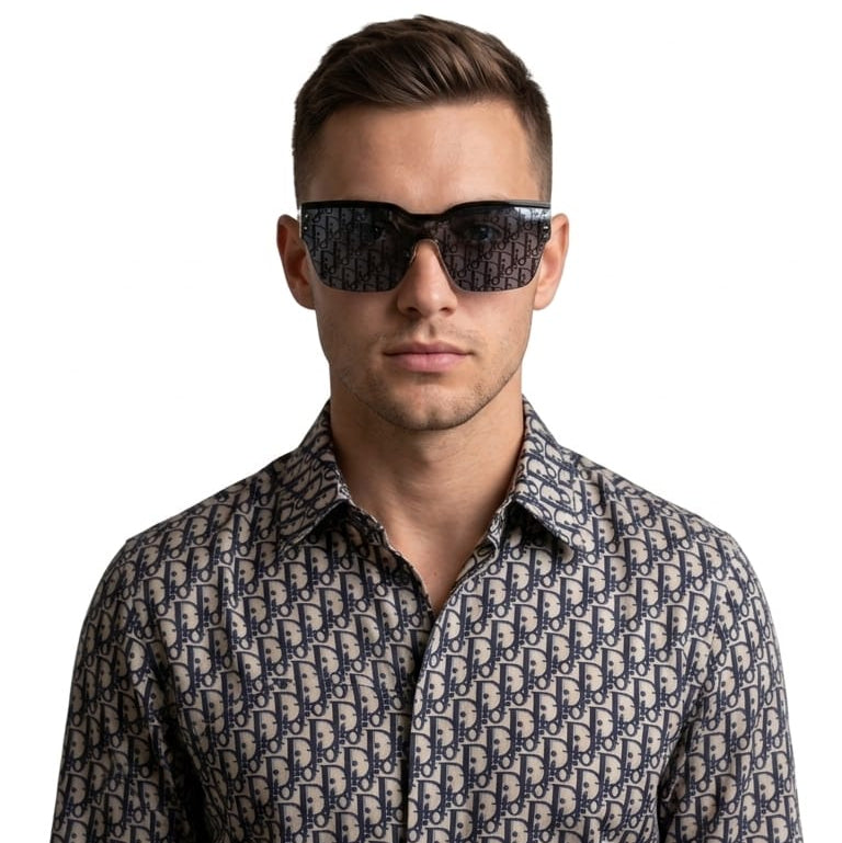 Dior Club Smoke Mirror Logo Shield Sunglasses 3