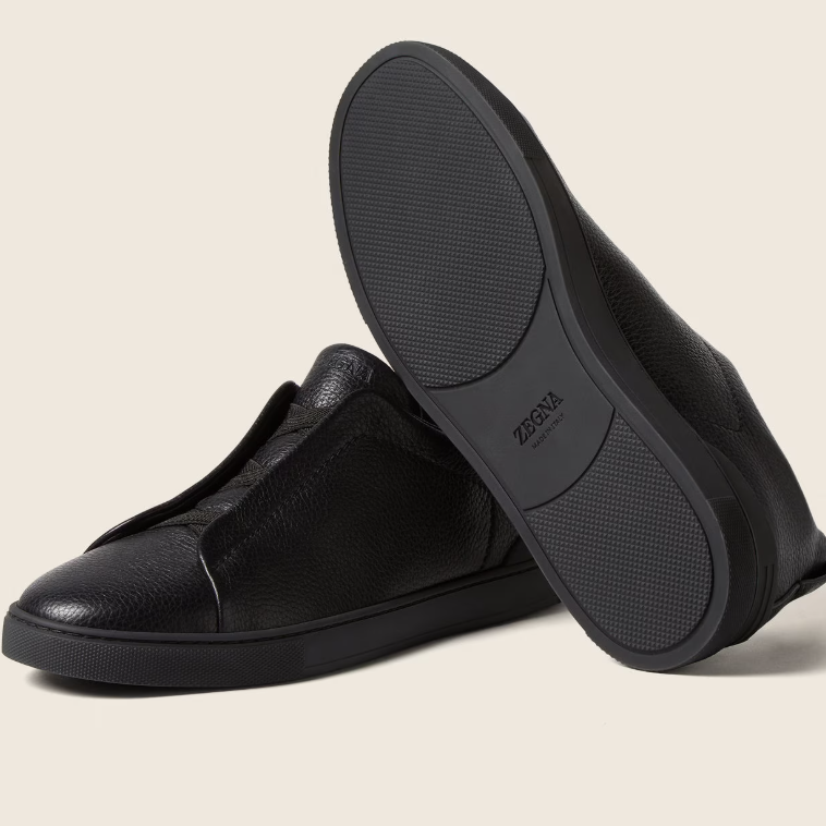 Zegna Black Deerskin Triple Stitch™ Sneakers 3