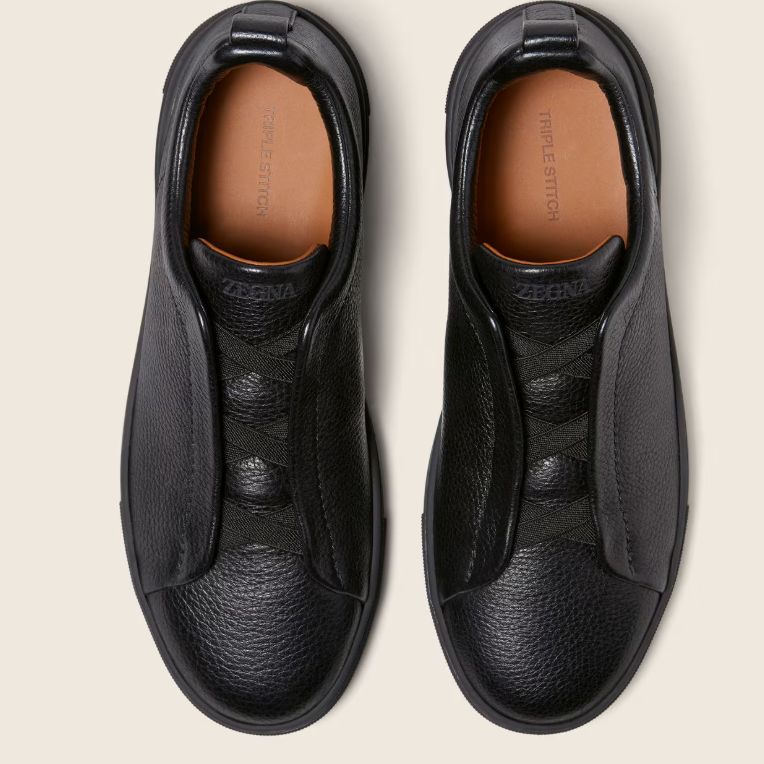 Zegna Black Deerskin Triple Stitch™ Sneakers 5