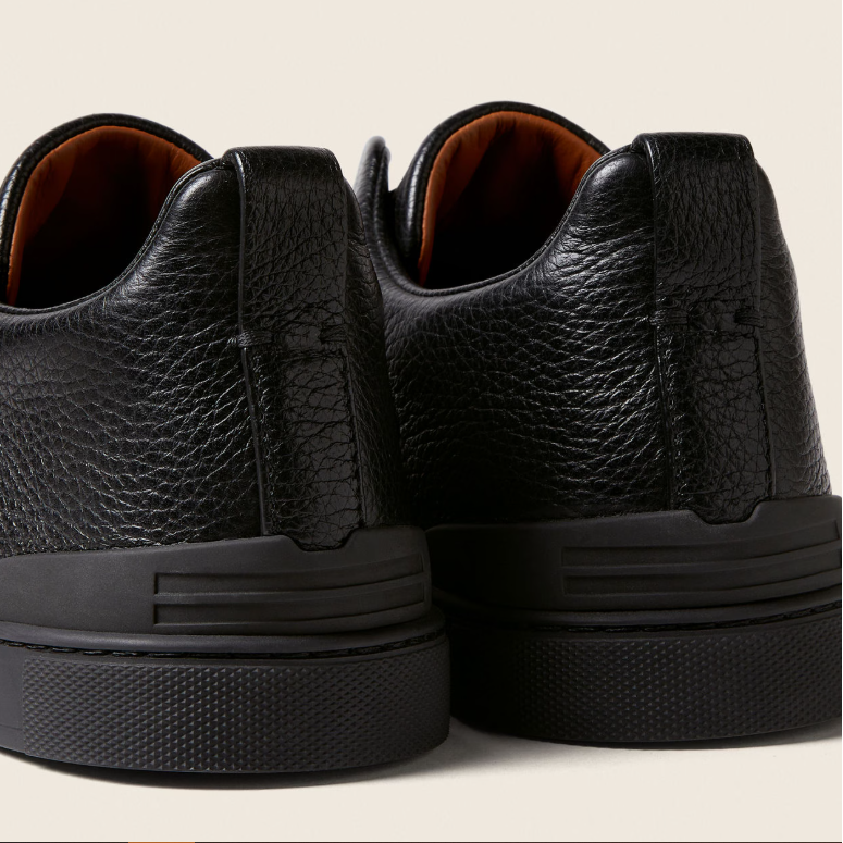 Zegna Black Deerskin Triple Stitch™ Sneakers 4