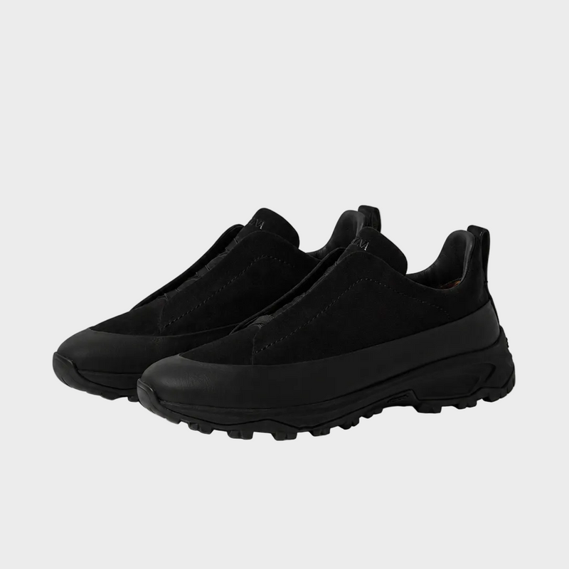 Zegna Black Leather and Suede Triple Stitch™ Monte Sneakers