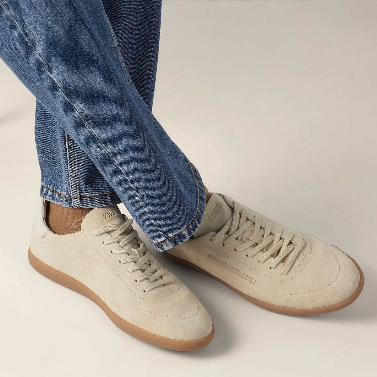 Zegna White 232 Suede Sneakers 5