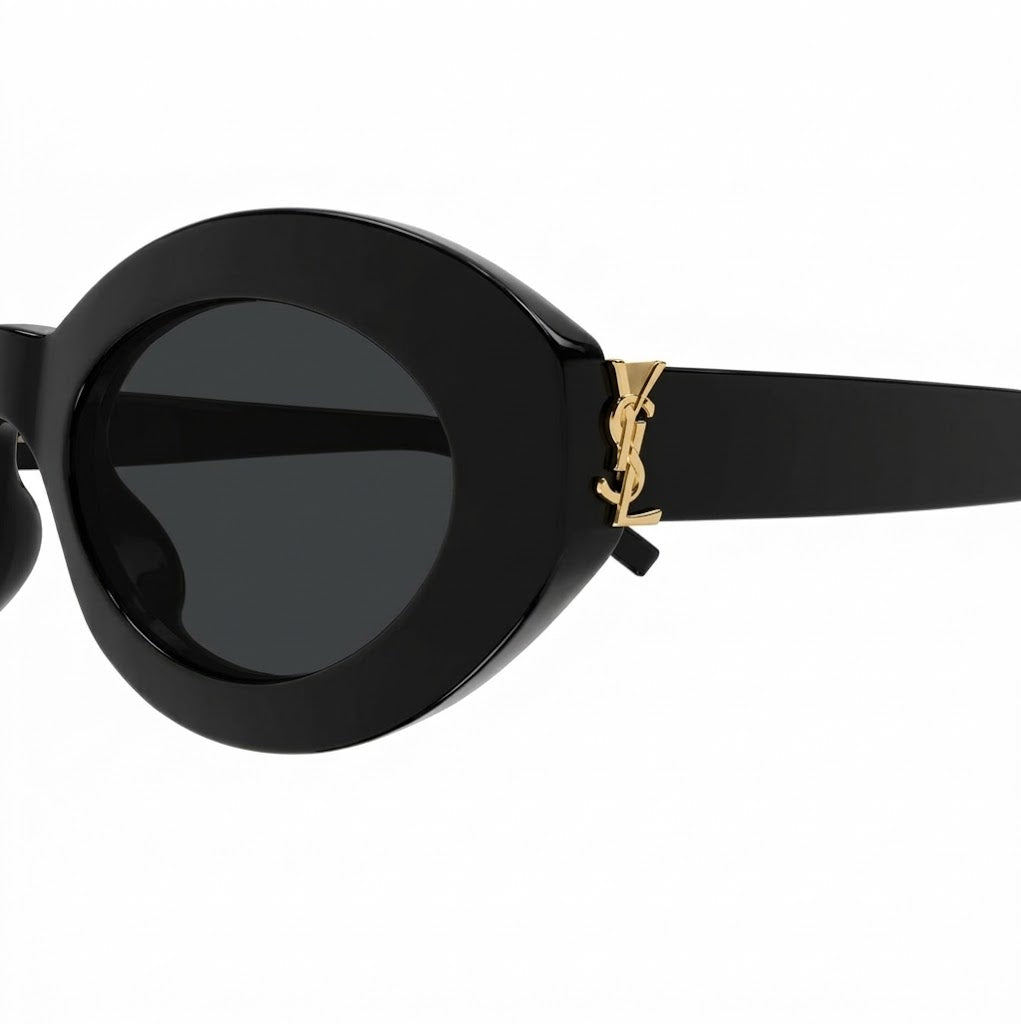 Yves Saint Laurent Black Logo Oval Sunglasses 2