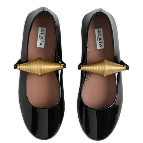 Alaïa Embellished Patent Leather Ballet Flats - BEAUTY BAR
