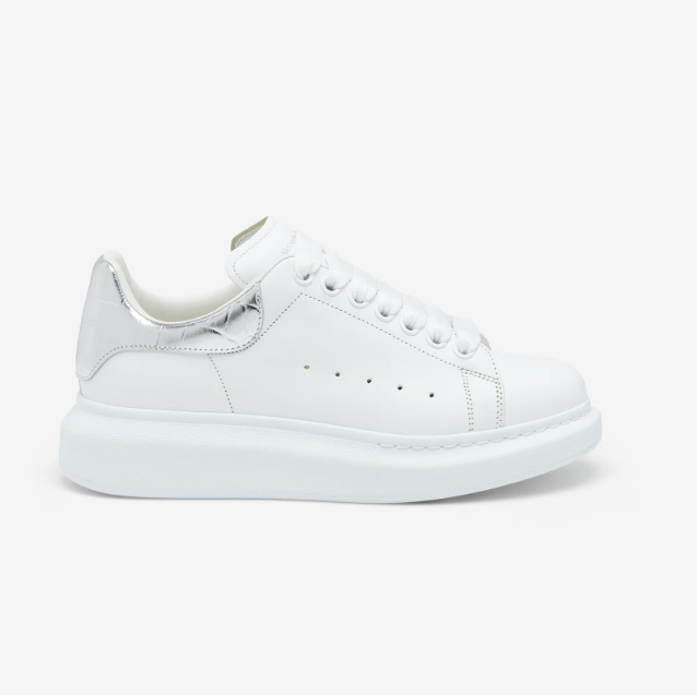 Alexander McQueen Crocodile Back White And Silver