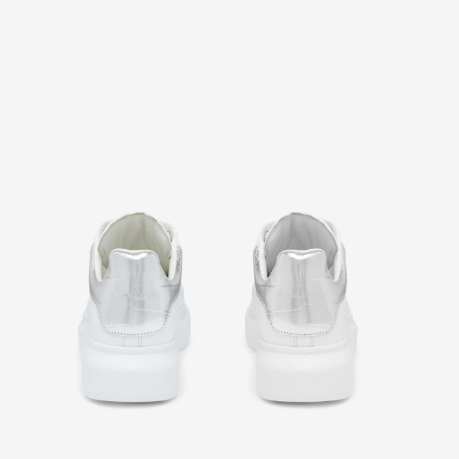 Alexander McQueen Crocodile Back White And Silver 2