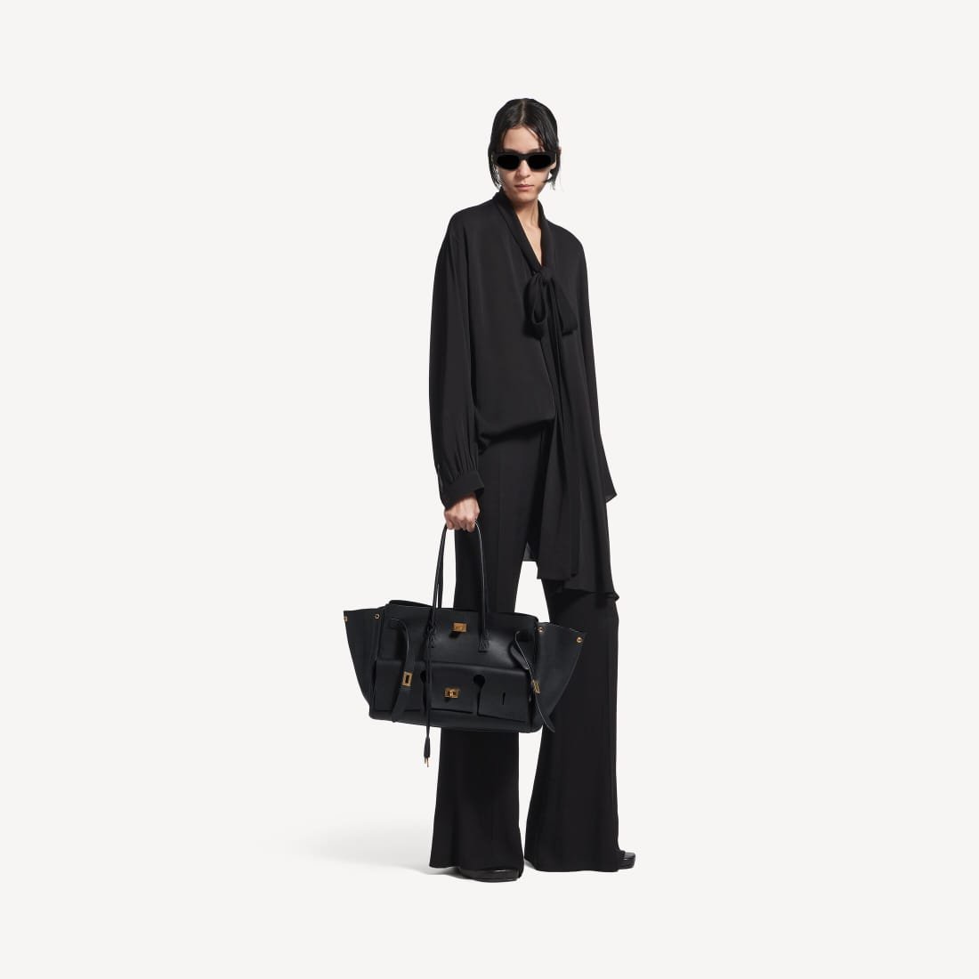 Balenciaga Bel Air Carry All Bag Medium In Black Smooth Calfskin, Aged-Gold Hardware 7