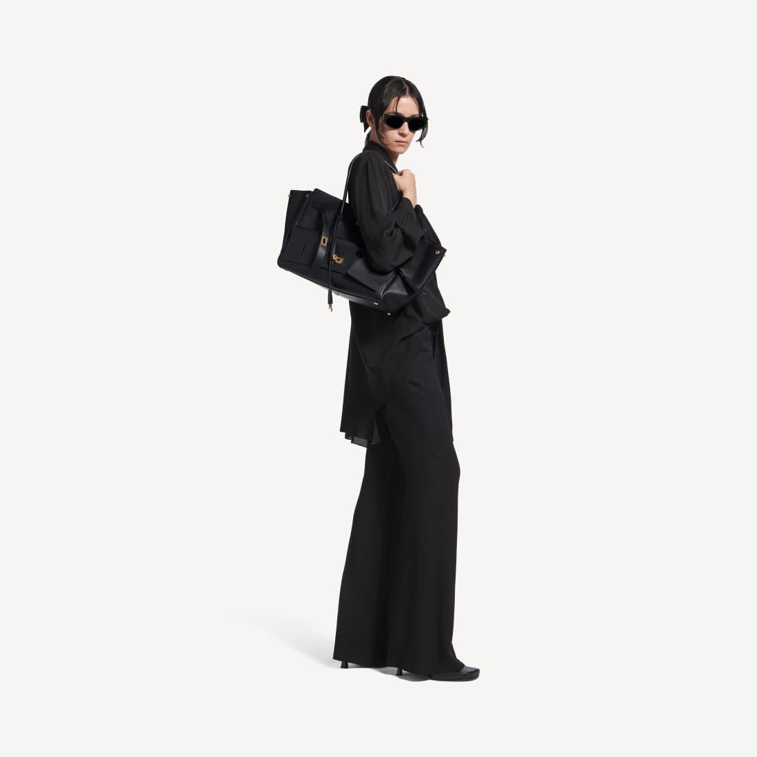 Balenciaga Bel Air Carry All Bag Medium In Black Smooth Calfskin, Aged-Gold Hardware 3