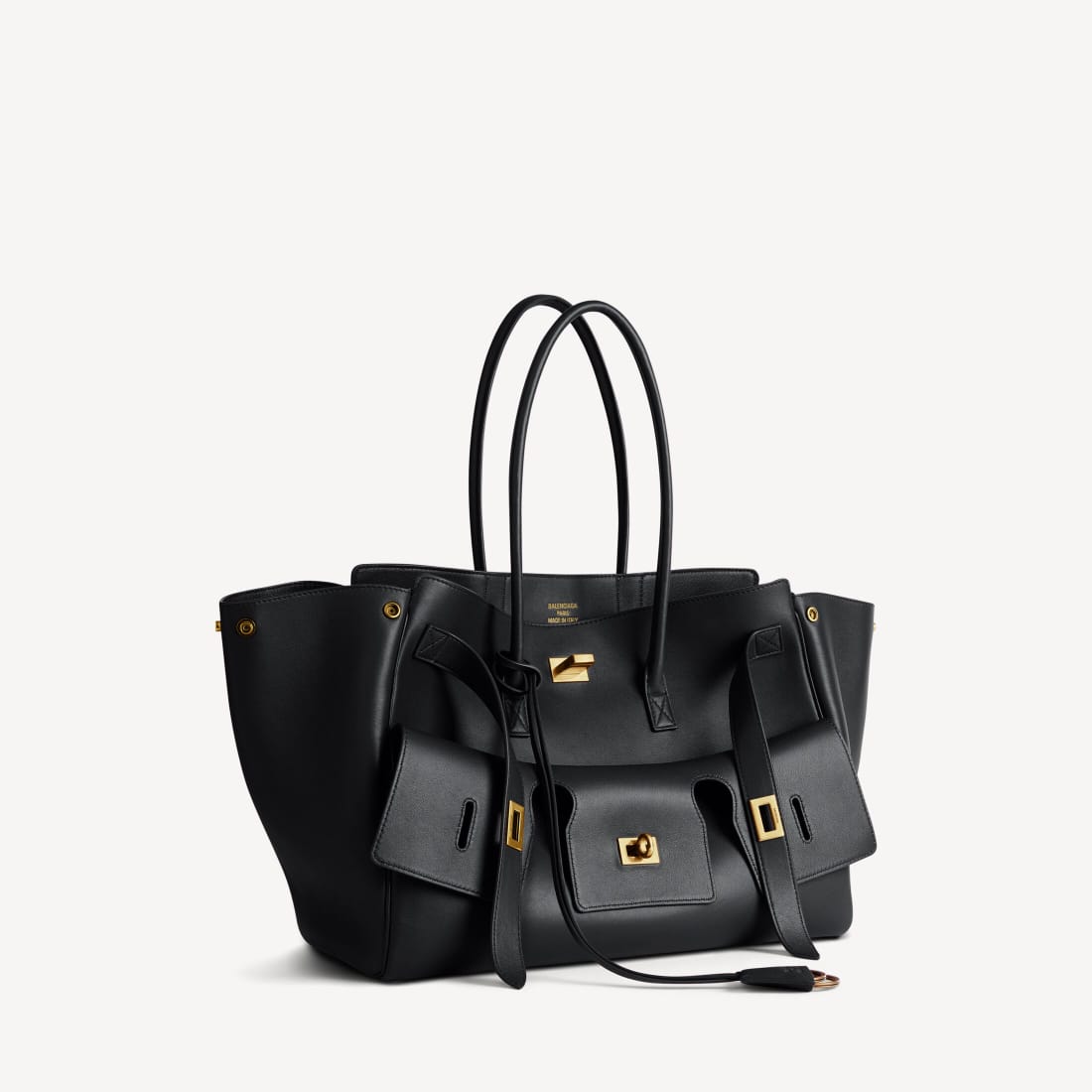 Balenciaga Bel Air Carry All Bag Medium In Black Smooth Calfskin, Aged-Gold Hardware 2