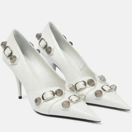 Balenciaga Cagole White Leather Stiletto Pumps
