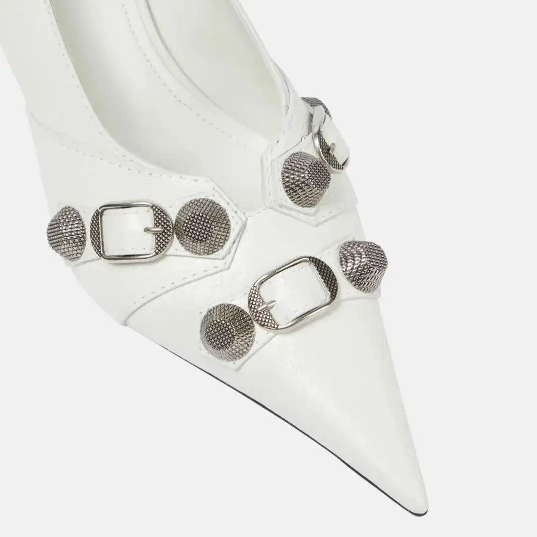 Balenciaga Cagole White Leather Stiletto Pumps 3