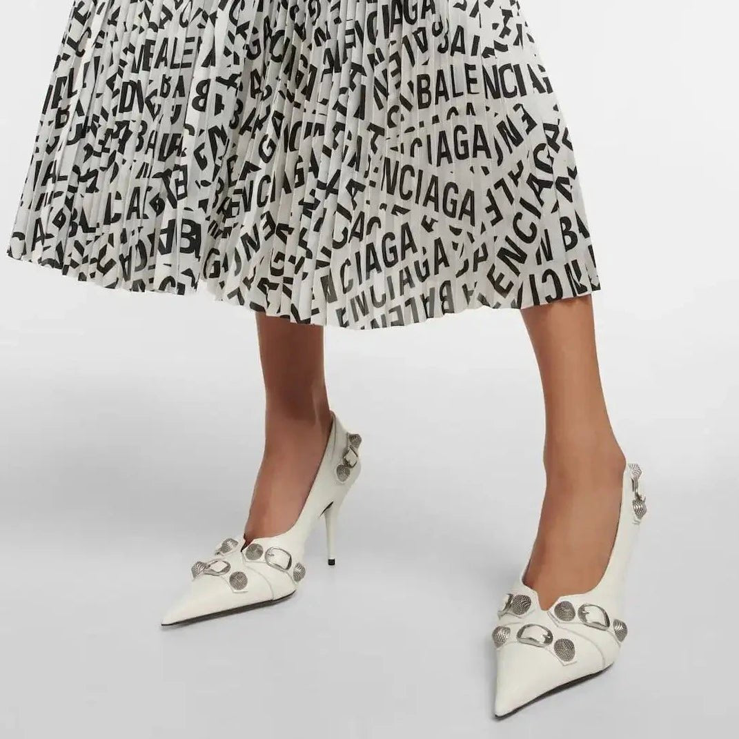 Balenciaga Cagole White Leather Stiletto Pumps 5
