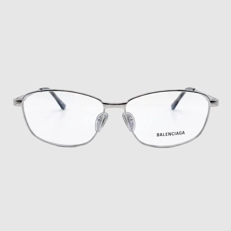 Balenciaga Silver Metal Rectangular Optical Eyeglasses Frame