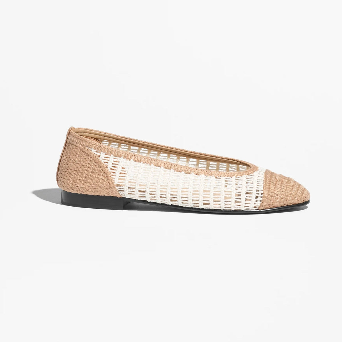 Chanel Ballet Flats Raffia White & Beige 2