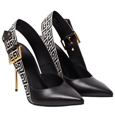 Balmain Ruby Monogram Leather Slingback Pumps - BEAUTY BAR