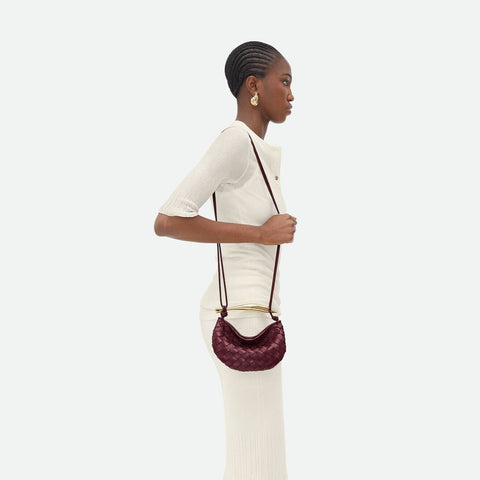 Bottega Baby Sardine Cross Body Bag In Intrecciato Leather With Sculptural Metallic Top Handle - BEAUTY BAR