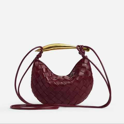 Bottega Baby Sardine Cross Body Bag In Intrecciato Leather With Sculptural Metallic Top Handle - BEAUTY BAR