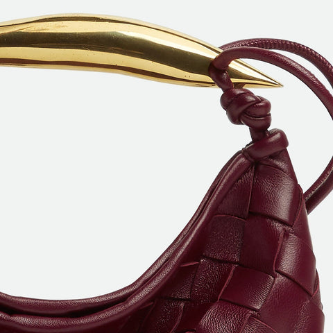 Bottega Baby Sardine Cross Body Bag In Intrecciato Leather With Sculptural Metallic Top Handle - BEAUTY BAR