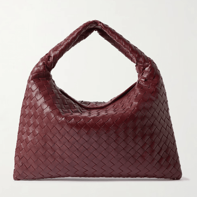 Bottega Small Veneta Hop Burgundy Leather Bag