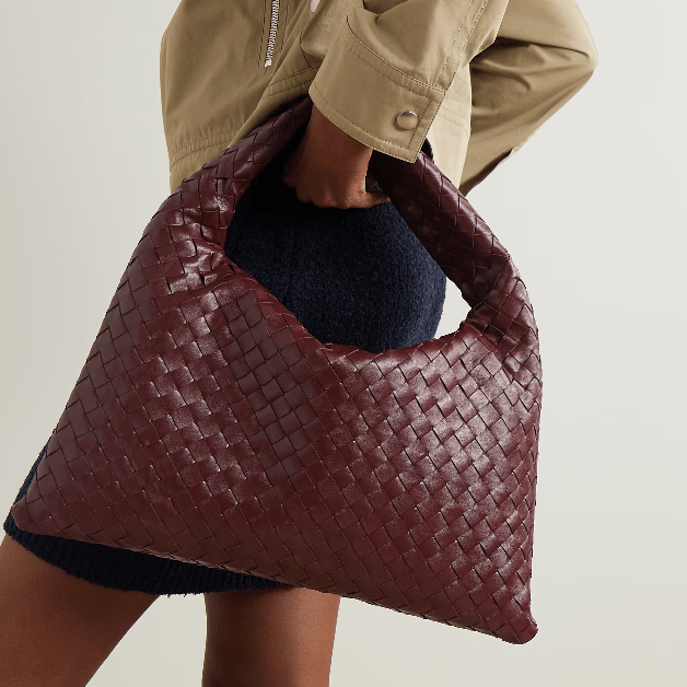Bottega Small Veneta Hop Burgundy Leather Bag 2