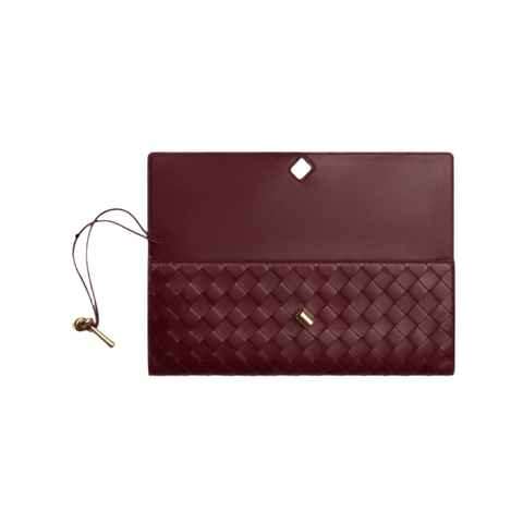 Bottega Veneta Andiamo Clutch – Barolo Intrecciato Leather With Brass Detail Quiet Luxury Redefined - BEAUTY BAR