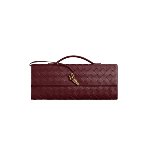 Bottega Veneta Andiamo Clutch – Barolo Intrecciato Leather With Brass Detail Quiet Luxury Redefined - BEAUTY BAR