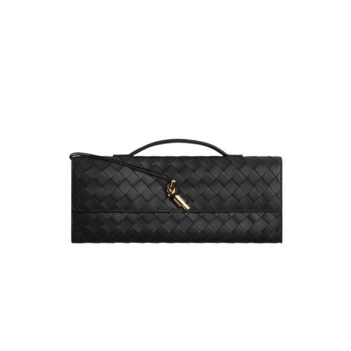 Bottega Veneta Andiamo Clutch – Black Intrecciato Leather