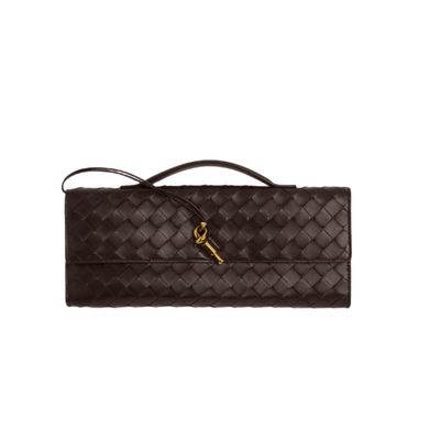 Bottega Veneta Andiamo Clutch Fondant Brown Leather with Knotted Strap Refined Italian Craftsmanship - BEAUTY BAR