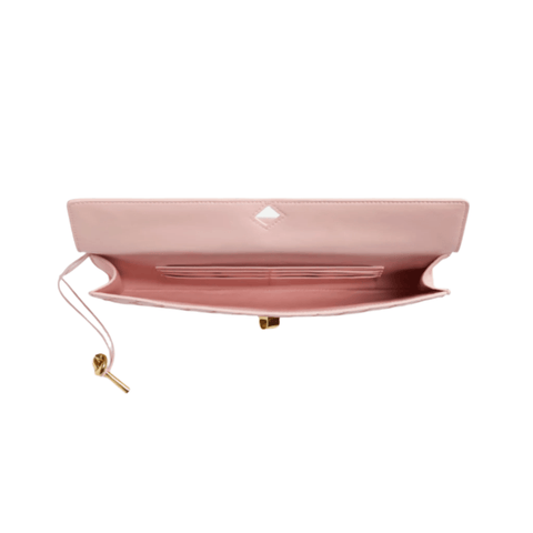 Bottega Veneta Andiamo Clutch Rose Pink Leather with Knotted Strap Feminine Italian Elegance - BEAUTY BAR